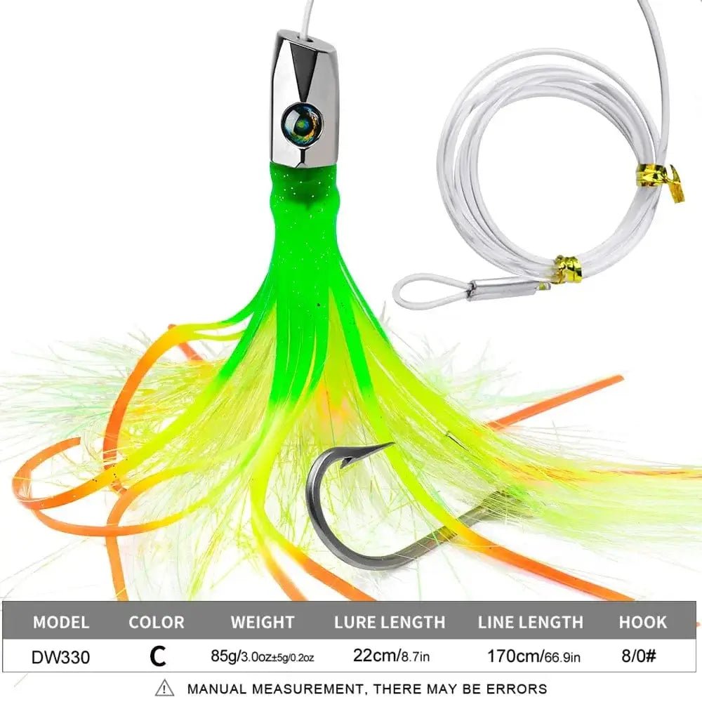 China China COLOR C 1pc 22cm/8.7inch Trolling Bait For Marlin Tuna Dolphin Shark Big Game, Deep-sea Fishing Bait, Octopus Squid Skirt Trolling Lures