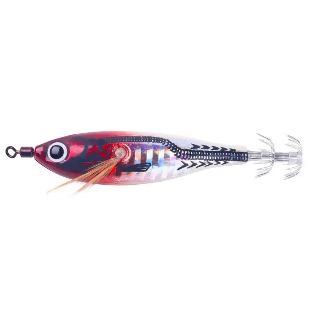 China China Color1 / 9.7CM-7.8G Sea.Yolo Horizontal Squid Trolling Lure Floating Luminous Squid Jigging Eging Wood Shrimp Hook Artificial Squid Lure for Fishing