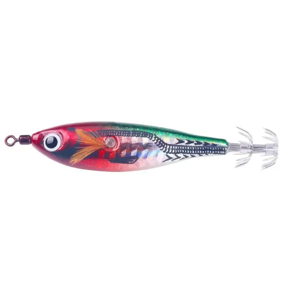 China China Color2 / 9.7CM-7.8G Sea.Yolo Horizontal Squid Trolling Lure Floating Luminous Squid Jigging Eging Wood Shrimp Hook Artificial Squid Lure for Fishing