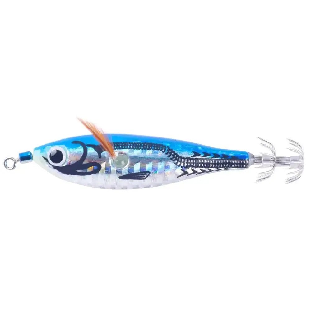 China China Color4 / 9.7CM-7.8G Sea.Yolo Horizontal Squid Trolling Lure Floating Luminous Squid Jigging Eging Wood Shrimp Hook Artificial Squid Lure for Fishing
