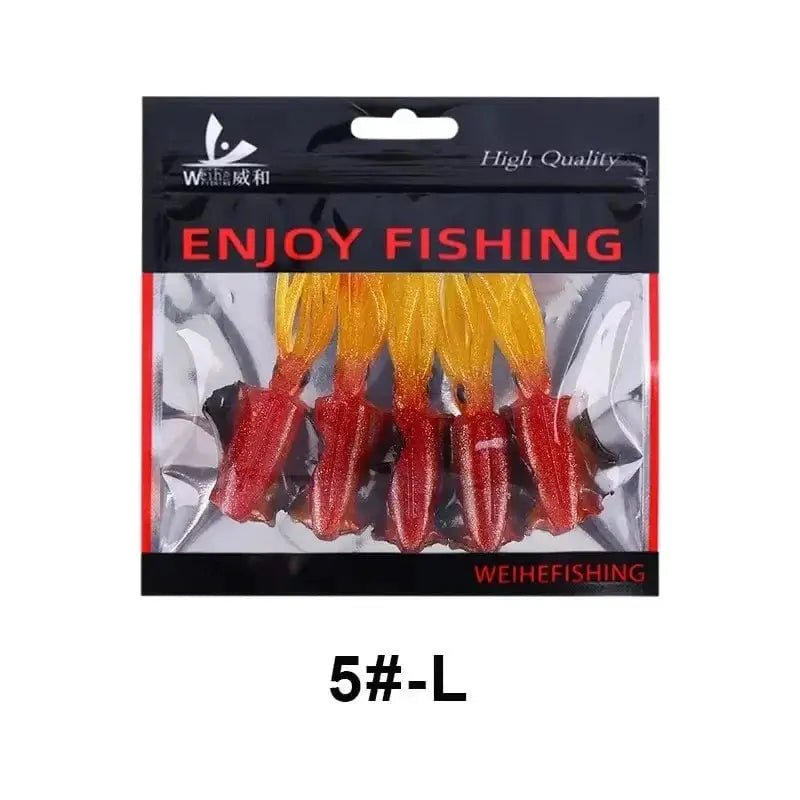 China China Color5 L WEIHE （5pcs） 7cm/2g 10.5cm/7g soft fishing lure squid fishing bait lifelike octopus TPE swimbait for saltwater