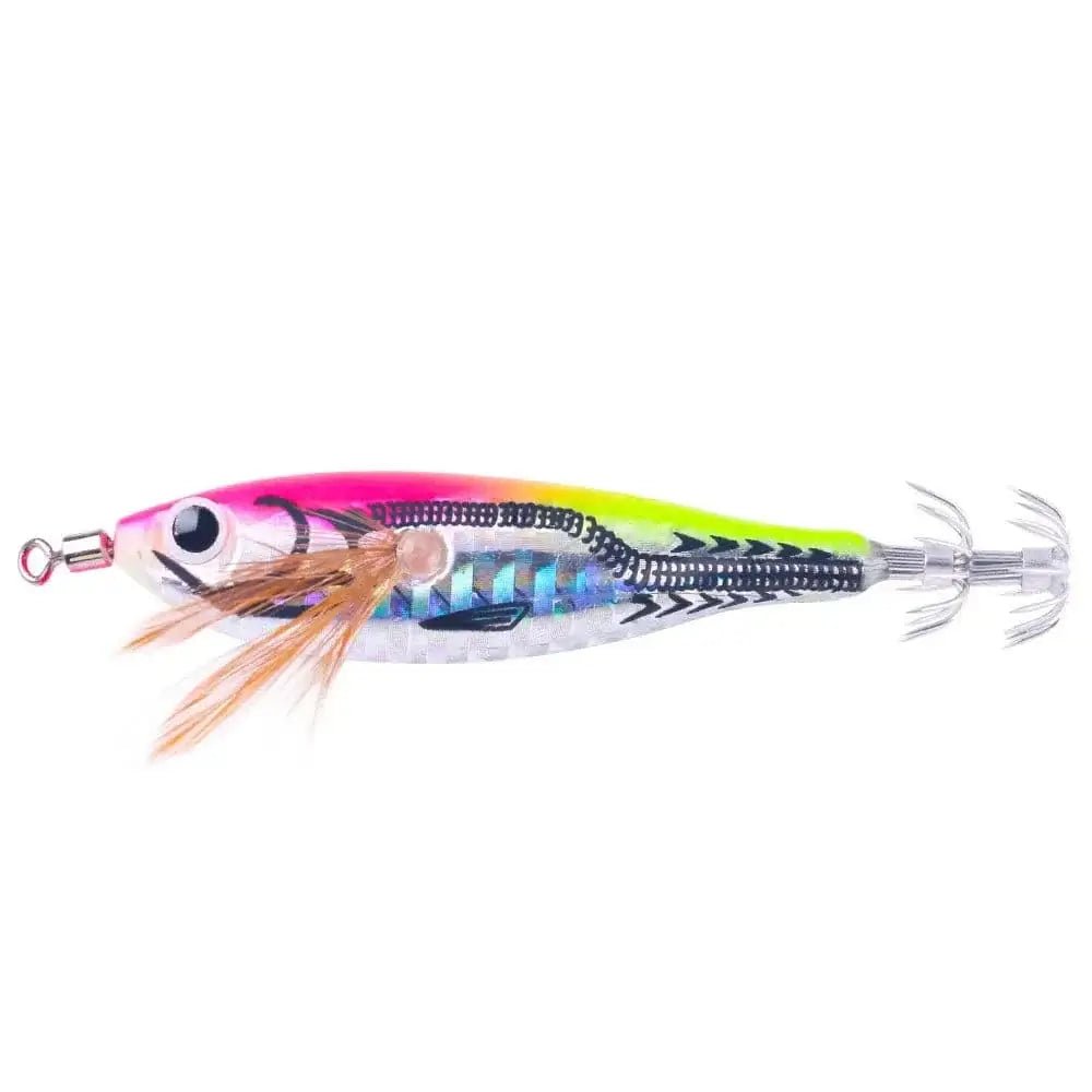 China China Color6 / 9.7CM-7.8G Sea.Yolo Horizontal Squid Trolling Lure Floating Luminous Squid Jigging Eging Wood Shrimp Hook Artificial Squid Lure for Fishing