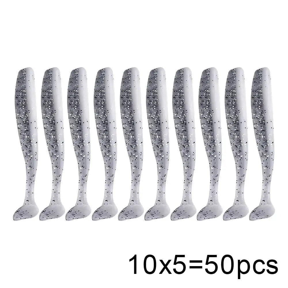 China China D / 50pcs 10 cm QXO 50 Pcs/Lot 7cm 10cm Soft Lure Shad Wobbler Silicone Bait Sea Worm Swimbait Streamer Silicone Lure Spinnerbait  Accessories