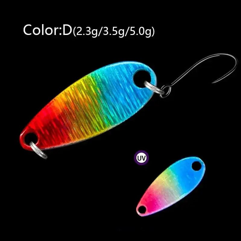 China China D / 5g LETOYO 2.3g/3.5g/5g Laser Spinner Lure UV Luminous Spoon Fishing Lure Double Painted Spinner Baits Colorful Trout Prech Lure