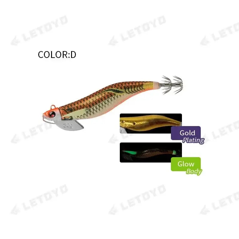China China D LETOYO Luminous Plating squid bait tip run sinker eging squid jig Artificial baits Cuttlefish Octopus EGI Sea Fishing lures