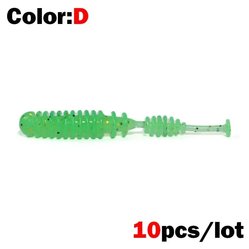China China D New 10pcs 4.2cm Fishing Soft Worm Lures Pin Tail Ice Fishing Bait Soft Polaris Sinking Lure Pesca Cheap Silicone Fishing Tackle