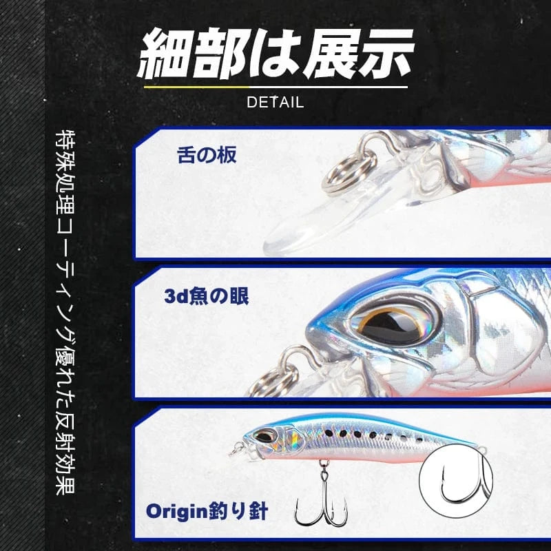 China China D1 Hot Minnow Fishing Lure Suspending Sinking 77mm/8.4g 65mm/5g Artificial Wobblers Saltwater Freshwater Bass Perch Tackle