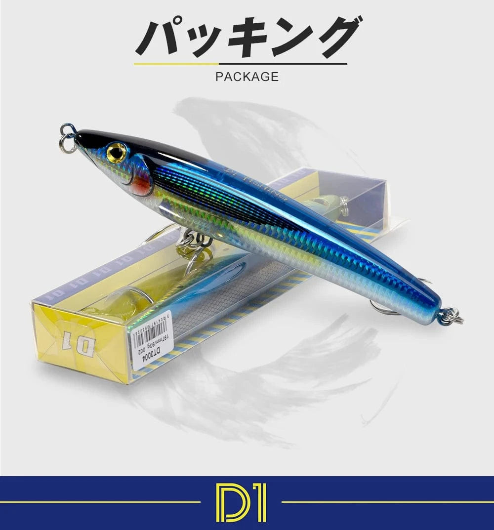 China China D1 Trolling Lures Floating Pencil Fishing Baits 197mm 93g Big Stickbait Wobblers For Seabass Tuna Lungfish DT3004 Peche Tackle