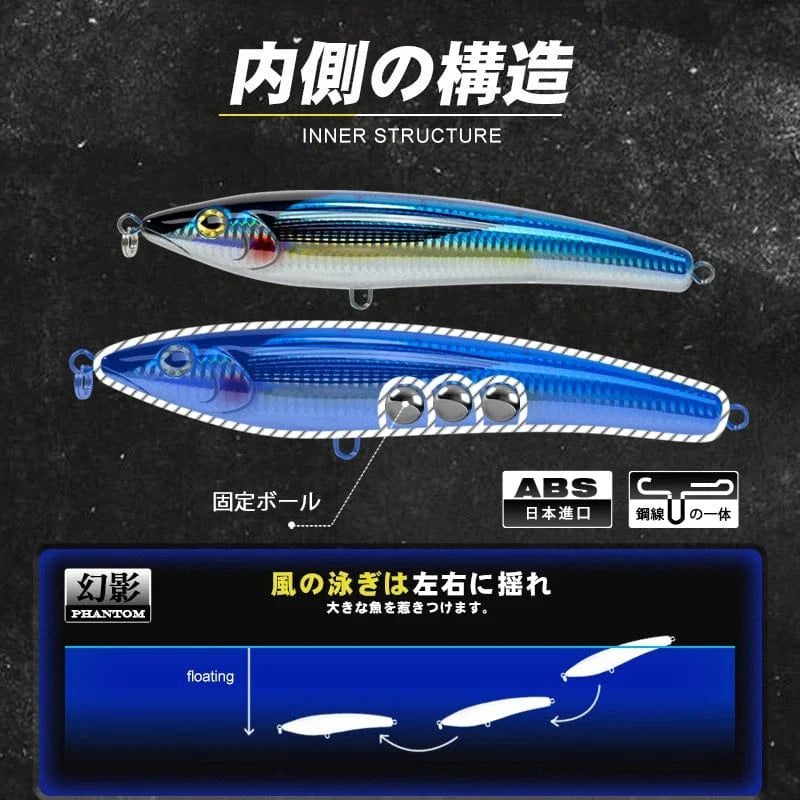 China China D1 Trolling Lures Floating Pencil Fishing Baits 197mm 93g Big Stickbait Wobblers For Seabass Tuna Lungfish DT3004 Peche Tackle