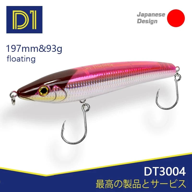 China China D1 Trolling Lures Floating Pencil Fishing Baits 197mm 93g Big Stickbait Wobblers For Seabass Tuna Lungfish DT3004 Peche Tackle