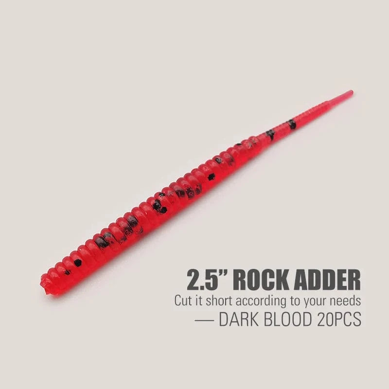 China China Dark Blood 20pcs EA / CHINA LUREHOLIC 0-2.5” Free Cut Aji Fishing ROCK ADDER Fineese Lure Fishing Soft Lure Needle Tail Mini