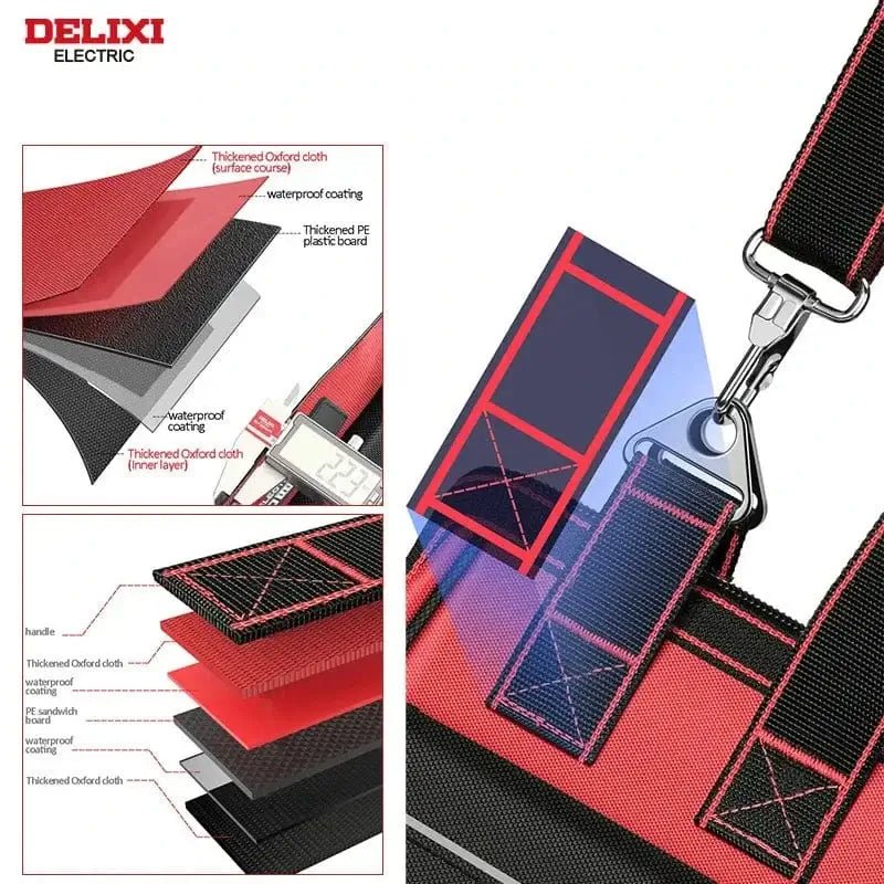 China China DELIXI ELECTRIC Tool Bag,Multifunctional Waterproof Storage Bags,Suitable for Electricians,Carpenters,Car Mechanics,Homeowners