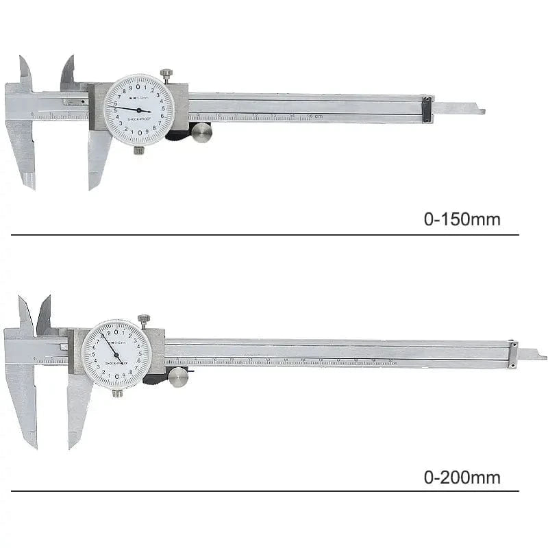 China China Dial Calipers High Precision Metal Vernier Calipers Shockproof Height Depth Inner Outer Diameter Tester 0-200 mm Measuring Tools