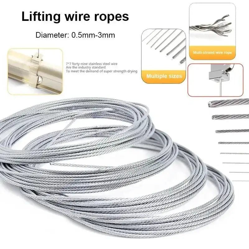 China China Diameter 0.5-3mm Stainles steel wire 10m/5m rope with of7x7structure soft fishing lifting cable pull rope drying rack wire rope