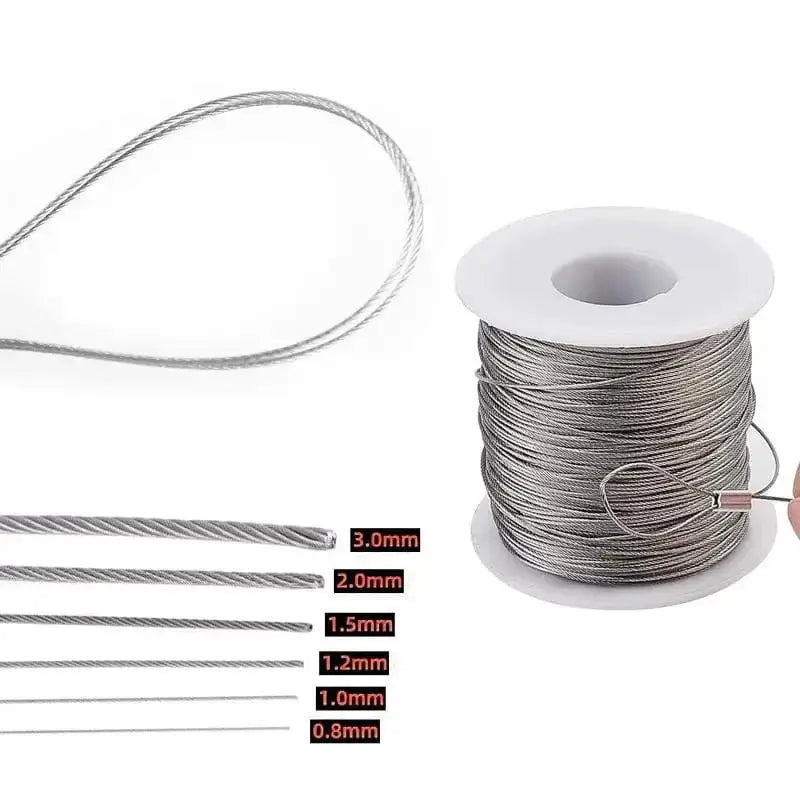 China China Diameter 0.5-3mm Stainles steel wire 10m/5m rope with of7x7structure soft fishing lifting cable pull rope drying rack wire rope