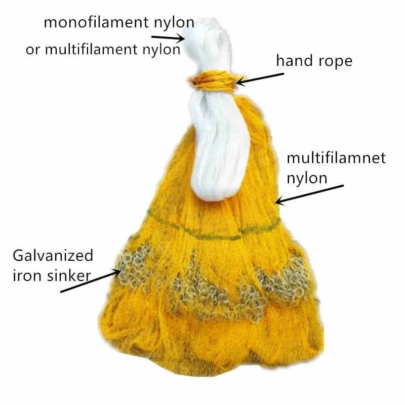 China China Diameter 4m-6m Korea Style Nylon Fishing Cast Net Agravate Chain Sinkers Hand Throw Net of Deep Pocket Atarrayas Para Pescar