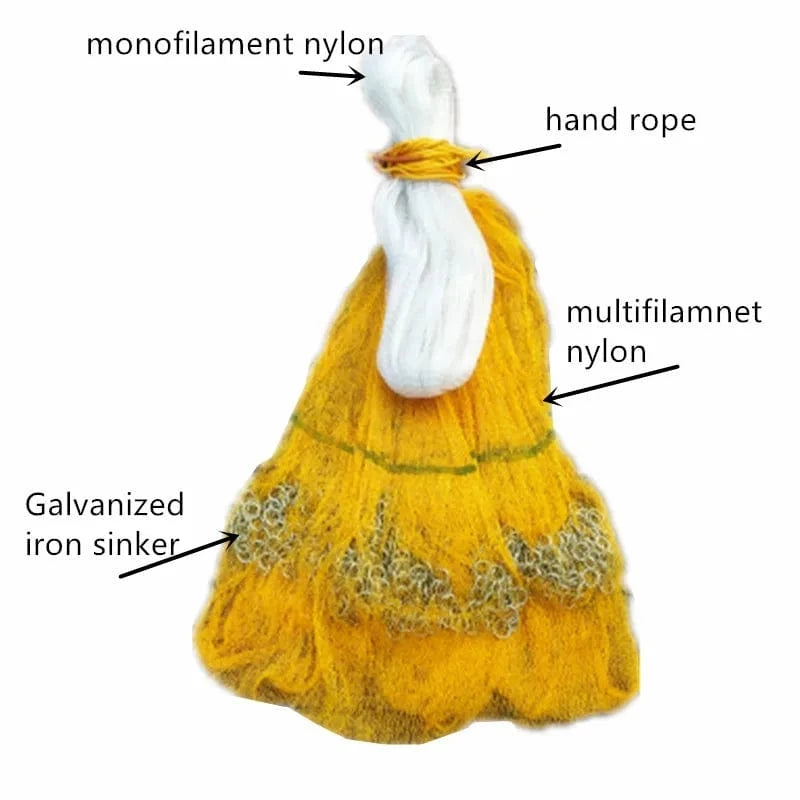 China China Diameter 4m-6m Korea Style Nylon Fishing Cast Net Agravate Chain Sinkers Hand Throw Net of Deep Pocket Atarrayas Para Pescar