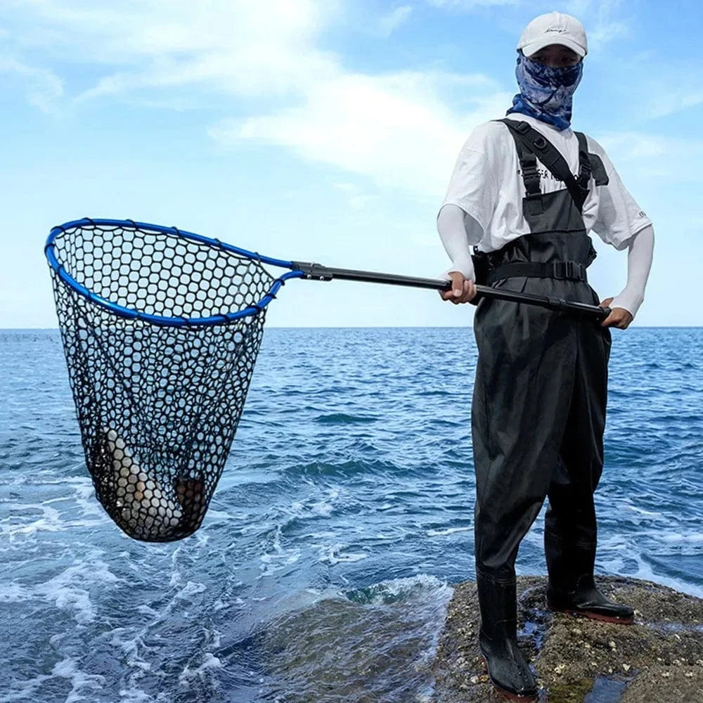 China China Dip Net Folding Portable Ultra Light Big Fishing Hand Lure Nets Silicone No harm Fish for Sea Saltwater Speed Extension Outdoor