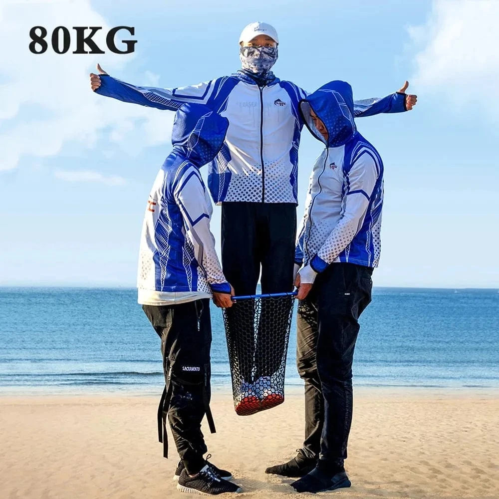 China China Dip Net Folding Portable Ultra Light Big Fishing Hand Lure Nets Silicone No harm Fish for Sea Saltwater Speed Extension Outdoor