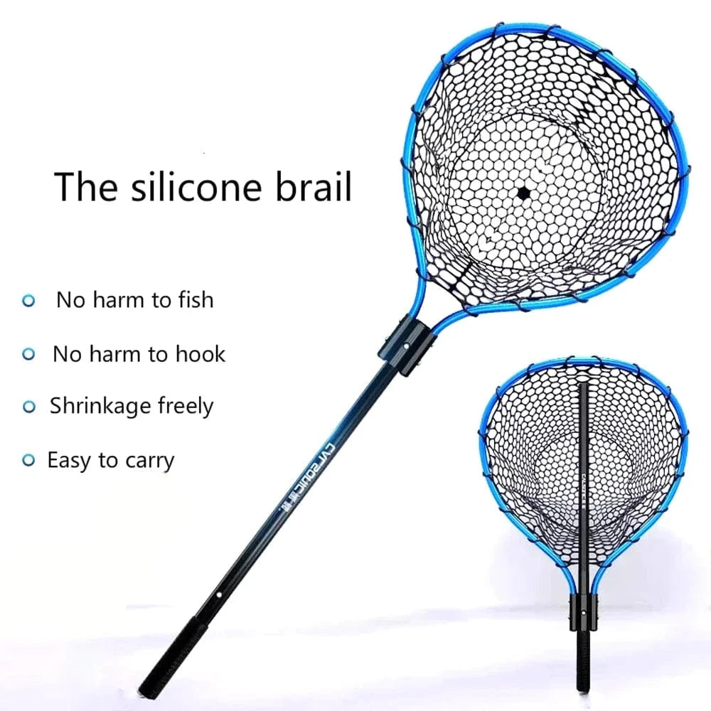China China Dip Net Folding Portable Ultra Light Big Fishing Hand Lure Nets Silicone No harm Fish for Sea Saltwater Speed Extension Outdoor