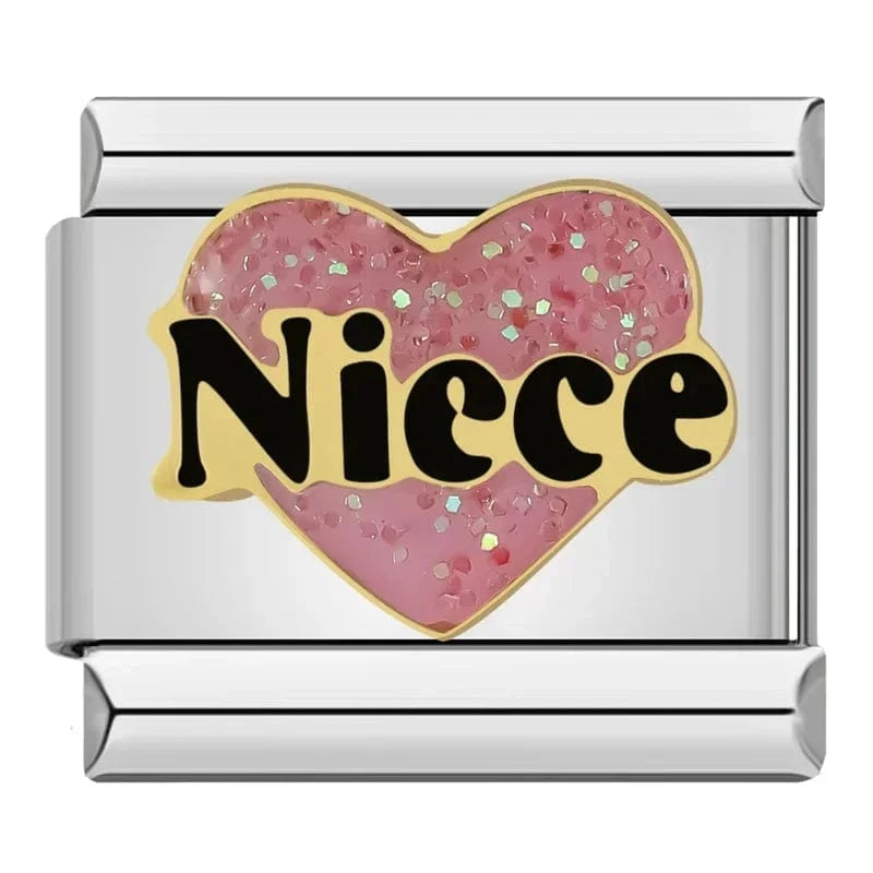 China China DJ058 F Hapiship New Popular Fashion Sweet Aunt Mom Dad Love Niece Charm Links Fit 9mm Stainless Steel Bracelet Making DIY Jewelry DJ132