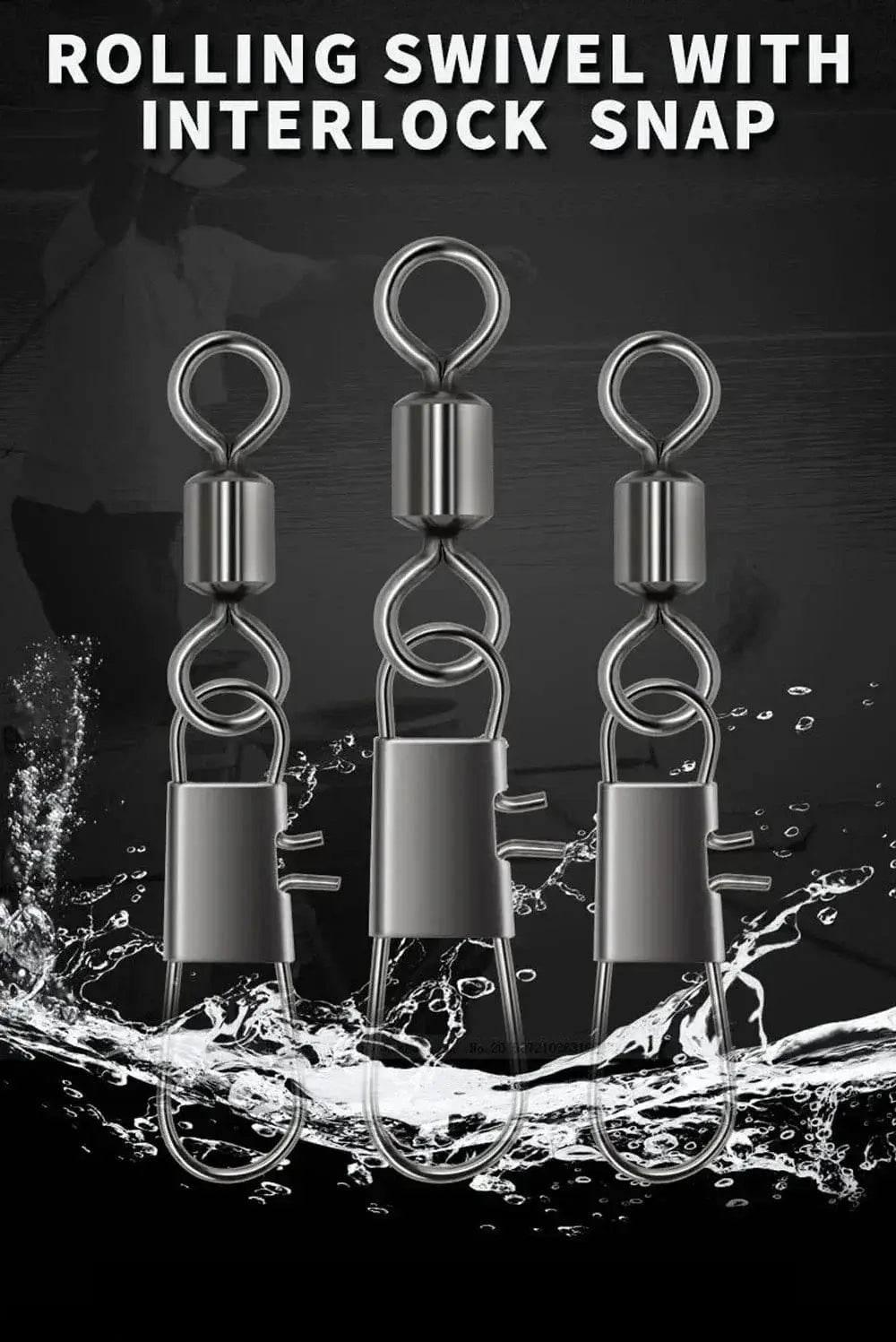 China China DNDYUJU 50pcs Fishing Connector Rolling Swivel with Interlock Snap Stainless Steel Snap for Fishhook Lure Tackle Fishing goods