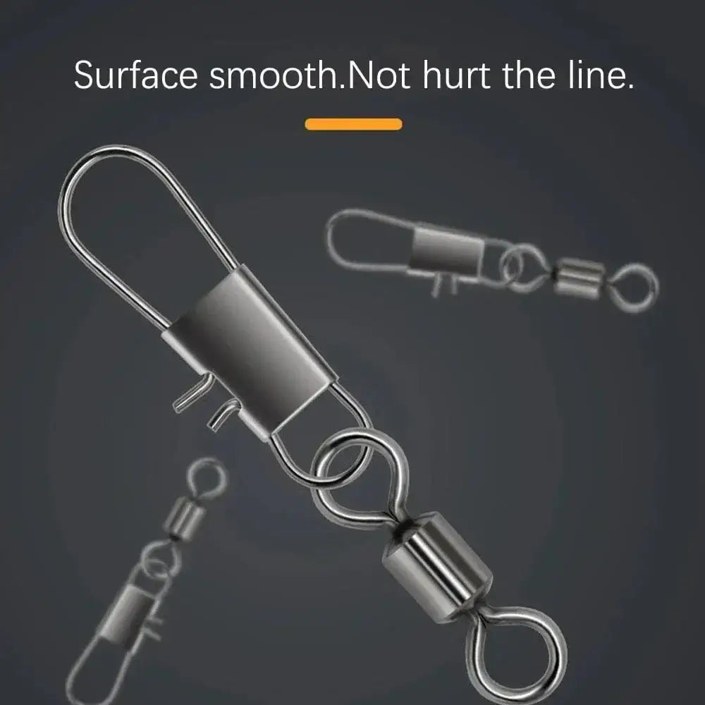 China China DNDYUJU 50pcs Fishing Connector Rolling Swivel with Interlock Snap Stainless Steel Snap for Fishhook Lure Tackle Fishing goods