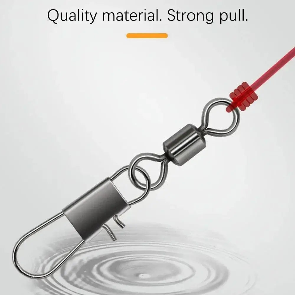 China China DNDYUJU 50pcs Fishing Connector Rolling Swivel with Interlock Snap Stainless Steel Snap for Fishhook Lure Tackle Fishing goods