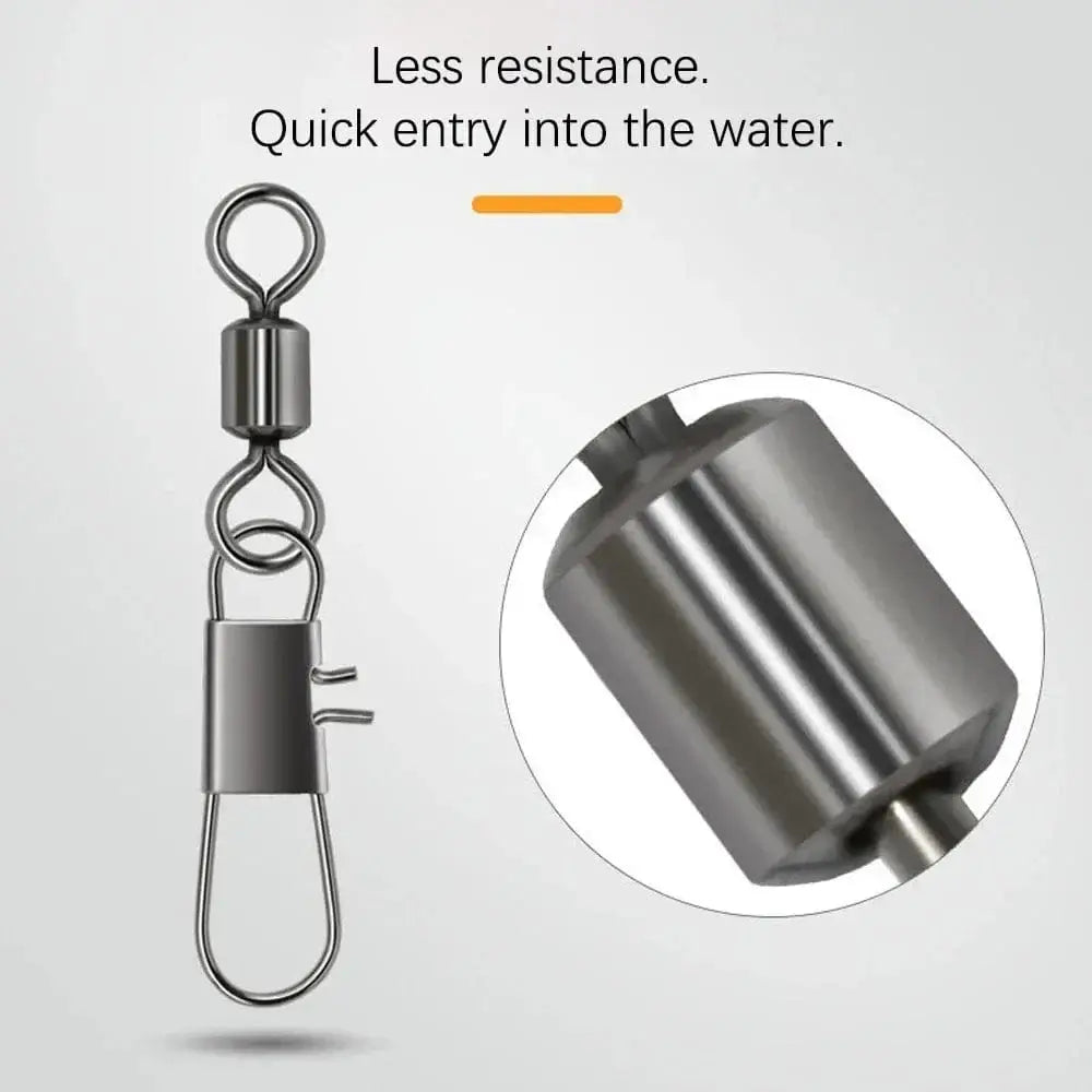 China China DNDYUJU 50pcs Fishing Connector Rolling Swivel with Interlock Snap Stainless Steel Snap for Fishhook Lure Tackle Fishing goods