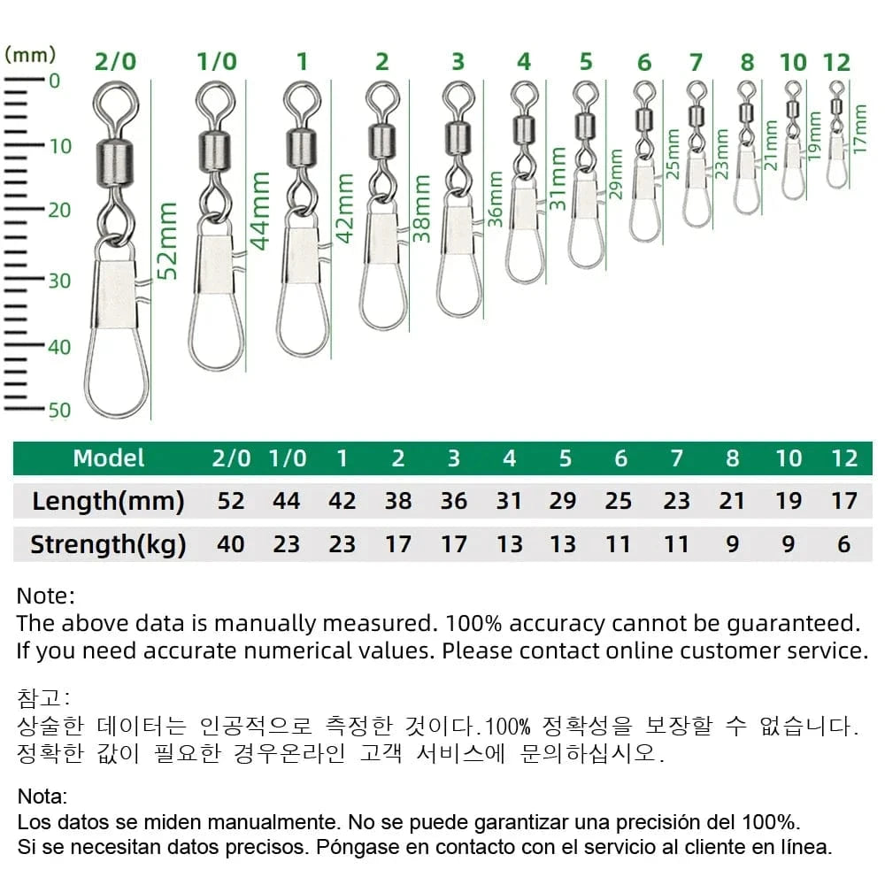 China China DNDYUJU 50pcs Fishing Connector Rolling Swivel with Interlock Snap Stainless Steel Snap for Fishhook Lure Tackle Fishing goods