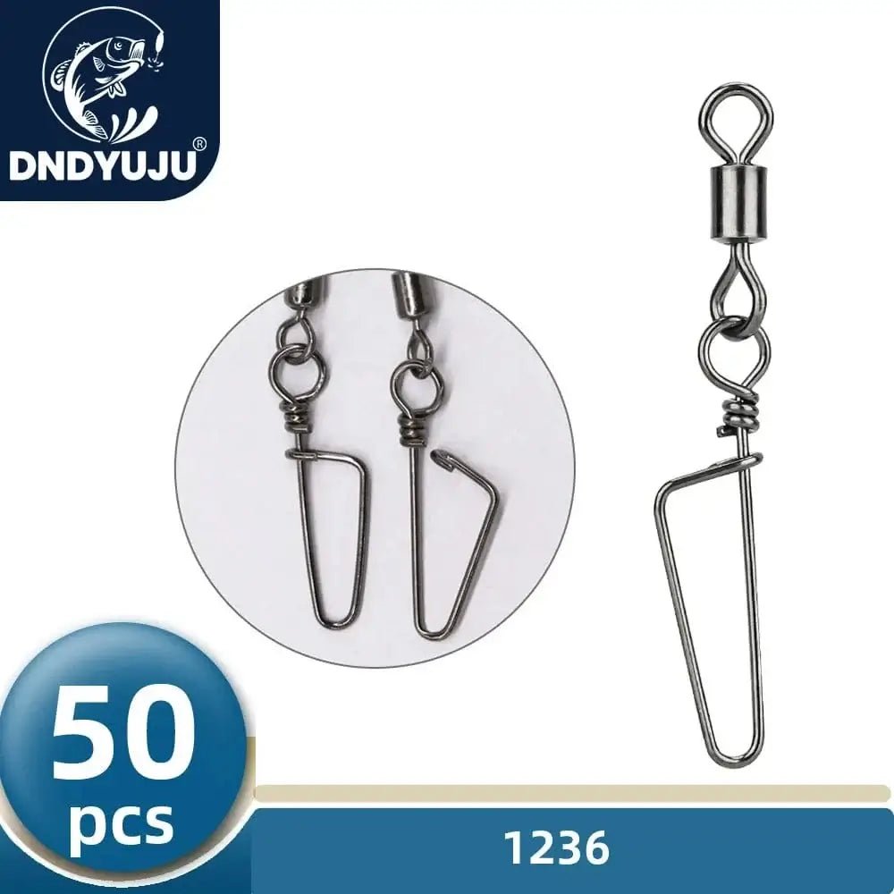 China China DNDYUJU 50pcs Fishing Rolling Bearing Swivels Solid Ring Interlock Snap For Fishhook Lure Fishing Connector Tackle Accessories