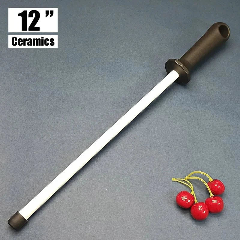 China China DONG 12 INCH / choice 8/10/12 Inch Professional Ceramic Knife Sharpener Rod Durable Knife Grinder With Non-Slip Handle Kitchen Knife Sharpening Blade