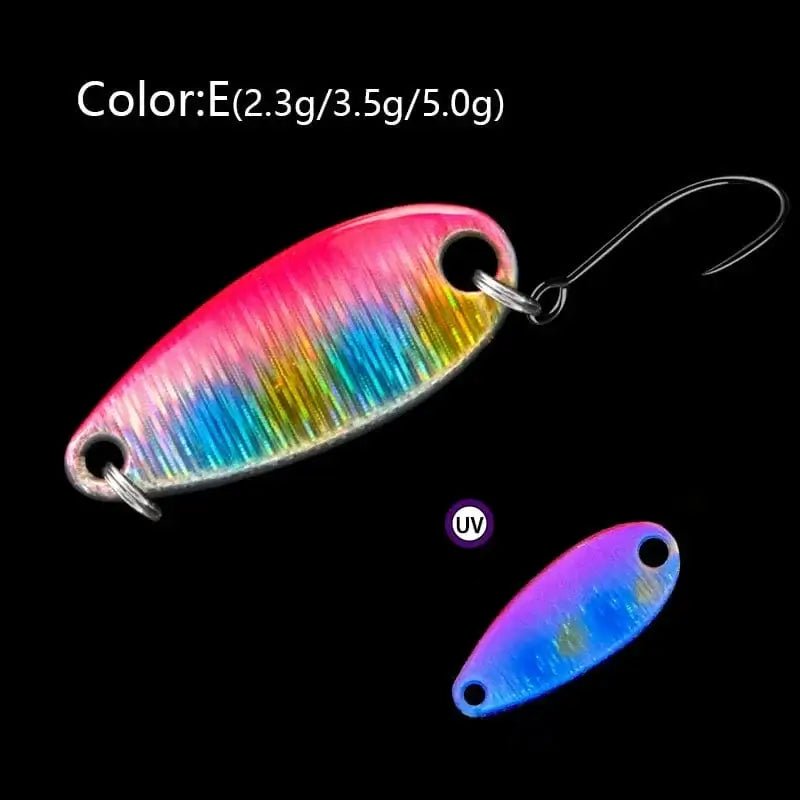 China China E / 5g LETOYO 2.3g/3.5g/5g Laser Spinner Lure UV Luminous Spoon Fishing Lure Double Painted Spinner Baits Colorful Trout Prech Lure