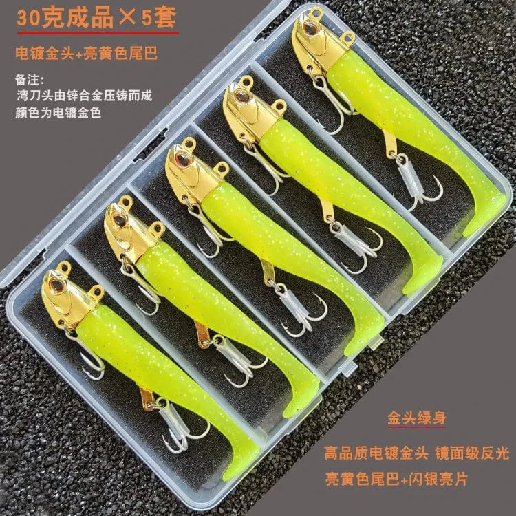 China China E 5pcs 30g Artificial Bait Lumious/Glow Mackerel Sea Bullet Bass Snapper Fishing Lure Wobblers Swimbait Jigging Plastic Baits
