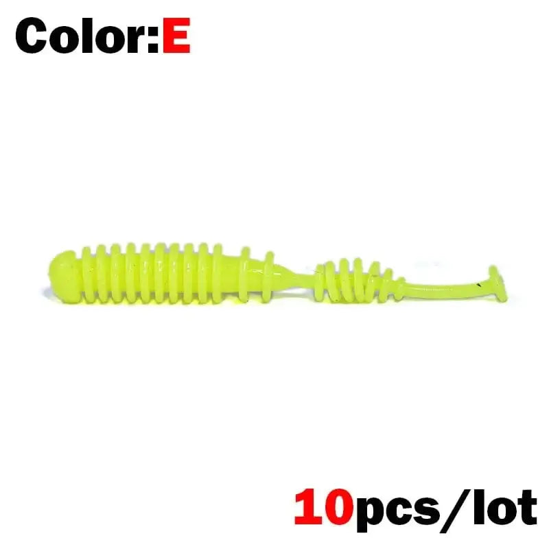 China China E New 10pcs 4.2cm Fishing Soft Worm Lures Pin Tail Ice Fishing Bait Soft Polaris Sinking Lure Pesca Cheap Silicone Fishing Tackle