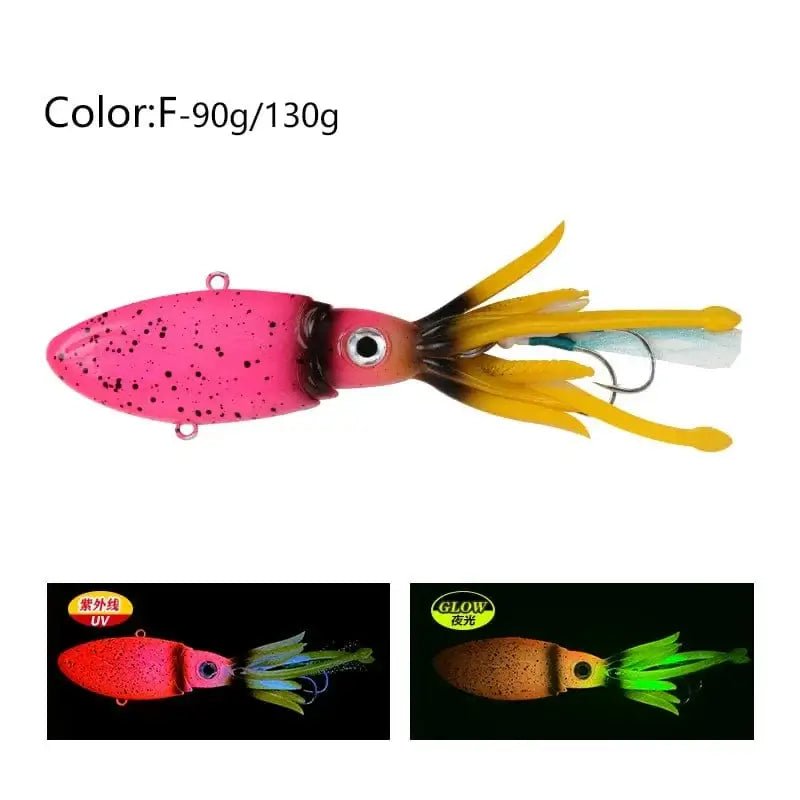 China China F / 250g-170mm / CHINA 90g 130g 170g 200g 250g Luminous UV TPR Octopus Squid Skirt Sea Saltwater With Assist Hook Jigging Fishing Soft Lures Bait