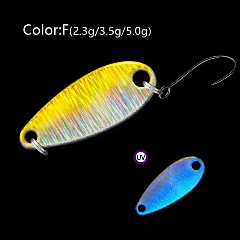 China China F / 5g LETOYO 2.3g/3.5g/5g Laser Spinner Lure UV Luminous Spoon Fishing Lure Double Painted Spinner Baits Colorful Trout Prech Lure