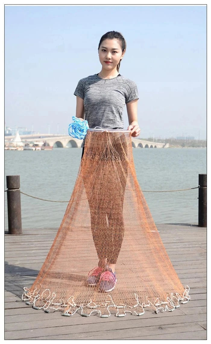China China Finefish Height 1.2-3.6M Hand Throw Network With Ring Gillnet Easy USA Cast Nets Catch Fishing Net Small Mesh Hunting Fish Gear