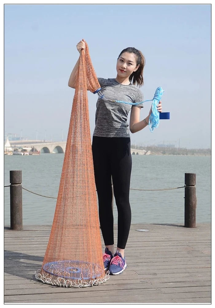 China China Finefish Height 1.2-3.6M Hand Throw Network With Ring Gillnet Easy USA Cast Nets Catch Fishing Net Small Mesh Hunting Fish Gear
