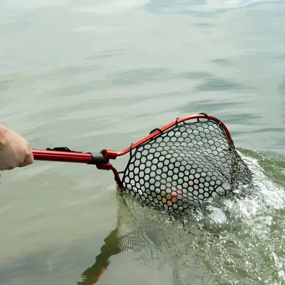 China China Fishing Net With Handle Telescoping Fishing Landing Net Portable Silicone Mesh Folding Fish Hand Net Fishing Gear Accessorie