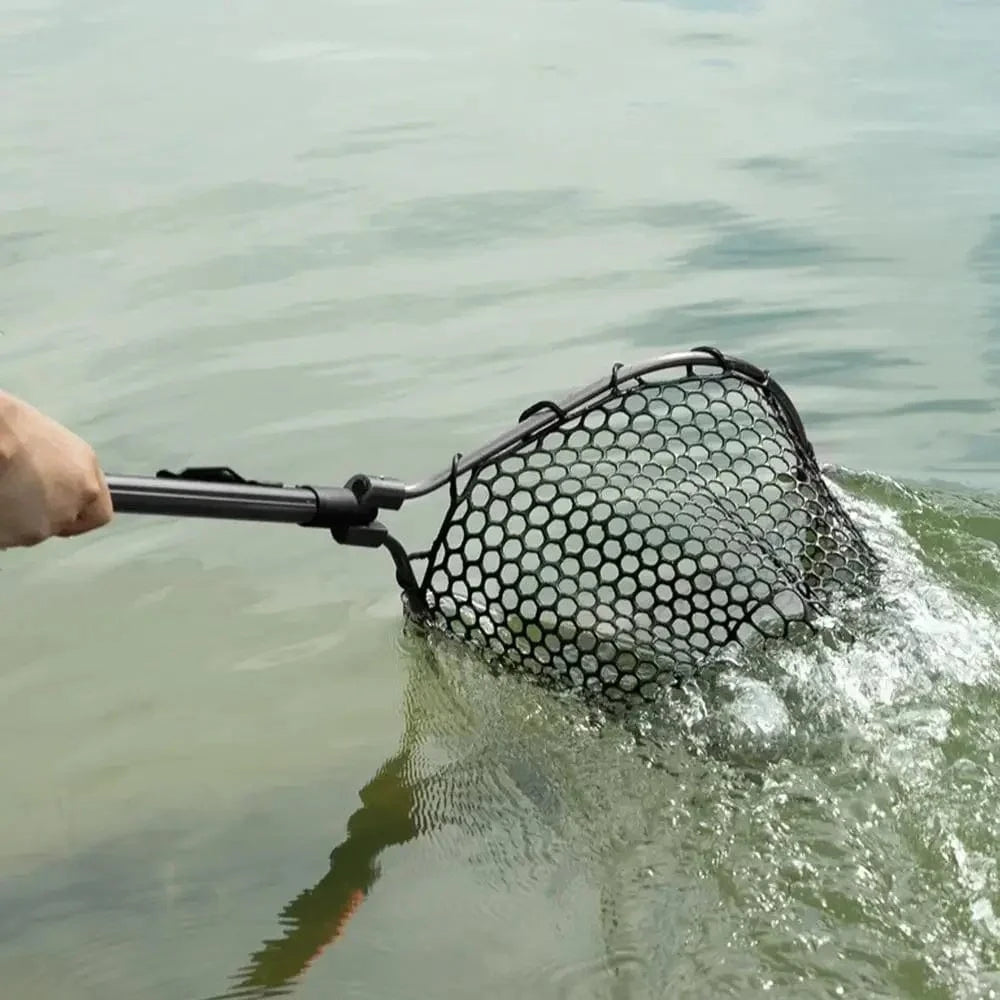 China China Fishing Net With Handle Telescoping Fishing Landing Net Portable Silicone Mesh Folding Fish Hand Net Fishing Gear Accessorie