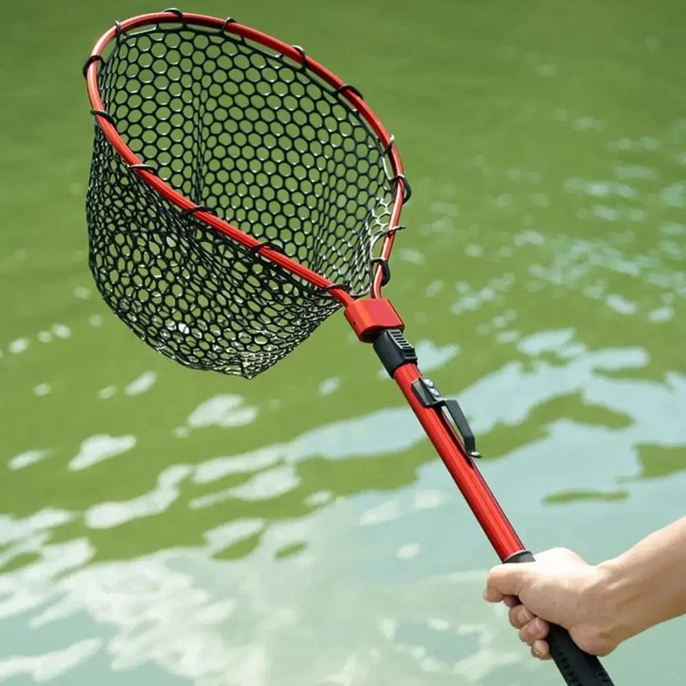China China Fishing Net With Handle Telescoping Fishing Landing Net Portable Silicone Mesh Folding Fish Hand Net Fishing Gear Accessorie