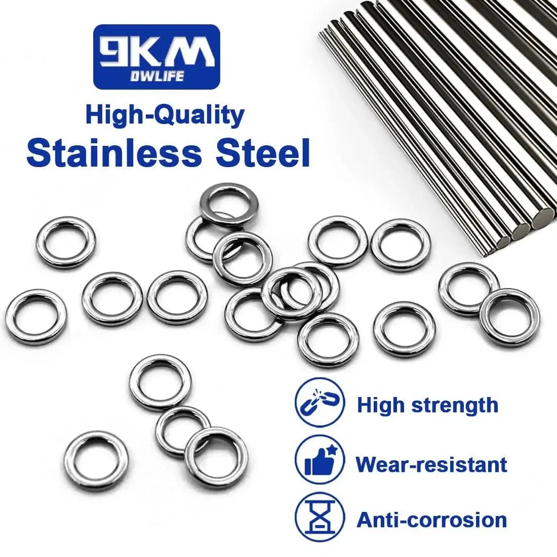 China China Fishing Solid Ring 20~100Pcs Fishing Lure Connectors Stainless Steel Snap Fishing Accessories Solid Ring Saltwater Tackle Chrome