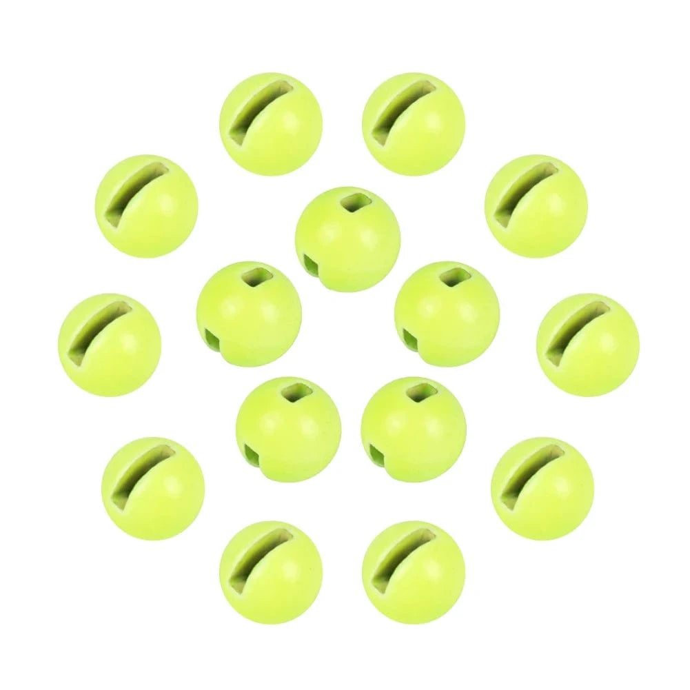 China China Fluorescent yellow / 2.8mm Elite TG 50pcs Tungsten Slotted Beads 2.5mm-3.8mm Trout Panfish Hook Fly Tying Bead Material Multi-Color Fly Fishing Tackel