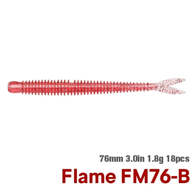 China China FM76-C / 3.0in 1.8g 18pcs TSURINOYA Soft Bait Fishing Lure FLAME 3.0in 1.8g 18pcs Silicone Worm Bass Pike Light Game Fishing Rig Tackle Swimbait