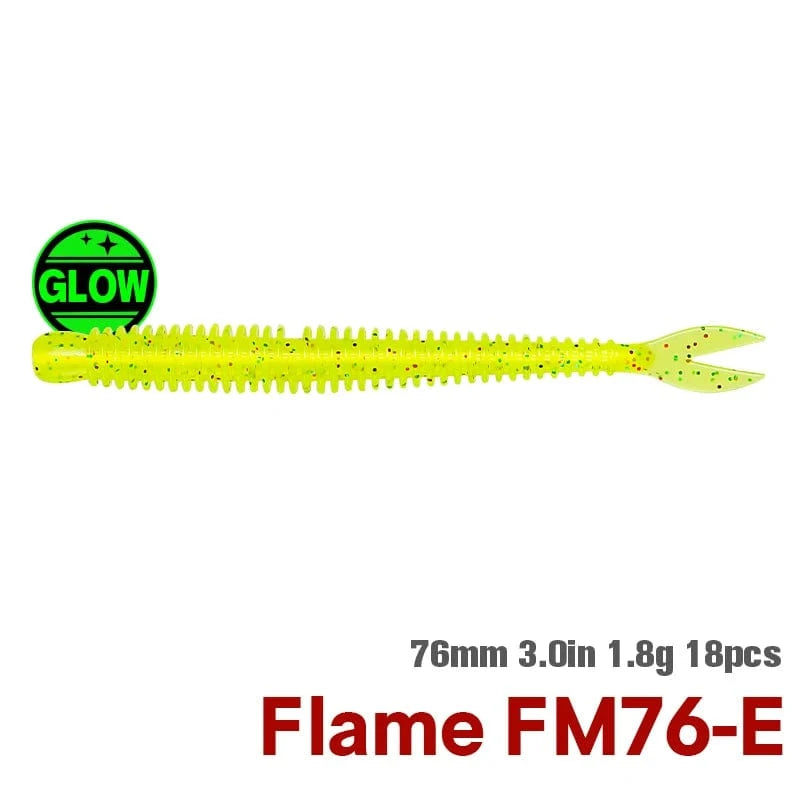 China China FM76-E / 3.0in 1.8g 18pcs TSURINOYA Soft Bait Fishing Lure FLAME 3.0in 1.8g 18pcs Silicone Worm Bass Pike Light Game Fishing Rig Tackle Swimbait