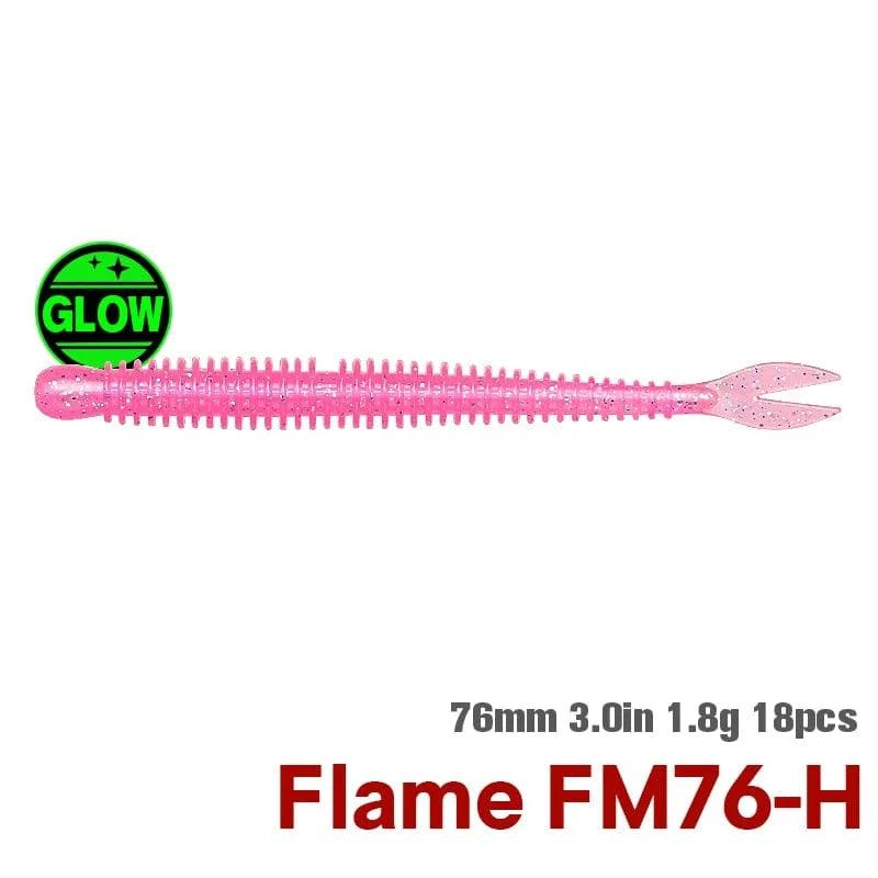 China China FM76-H / 3.0in 1.8g 18pcs TSURINOYA Soft Bait Fishing Lure FLAME 3.0in 1.8g 18pcs Silicone Worm Bass Pike Light Game Fishing Rig Tackle Swimbait