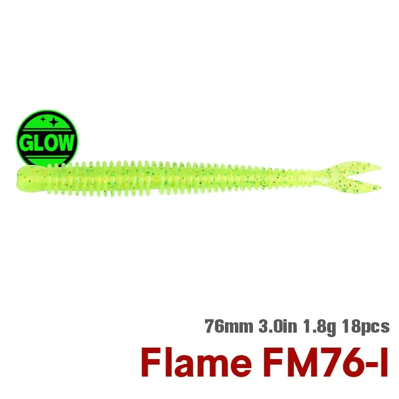 China China FM76-I / 3.0in 1.8g 18pcs TSURINOYA Soft Bait Fishing Lure FLAME 3.0in 1.8g 18pcs Silicone Worm Bass Pike Light Game Fishing Rig Tackle Swimbait