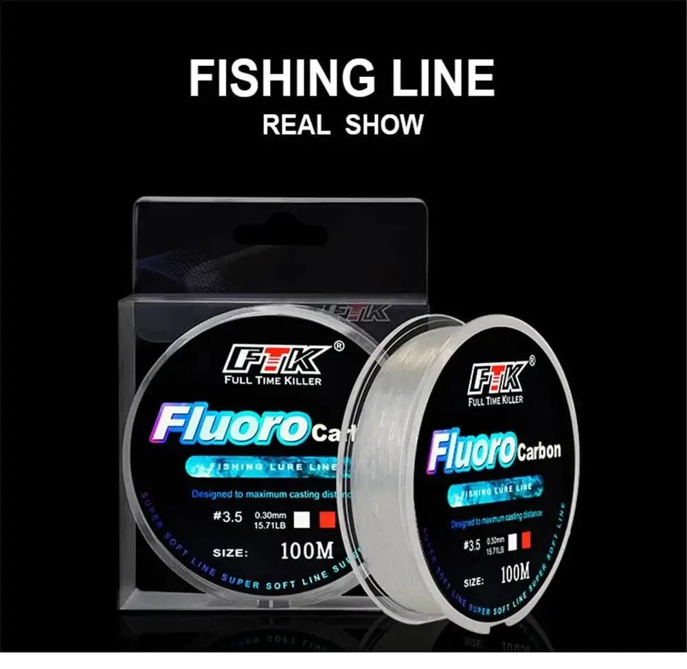 China China FTK 100m Fluorocarbon Fishing Line 4.13-34.32LB Fluorocarbon coating Japan Carbon Fiber Leader Carp Fishing Line Super Soft Line