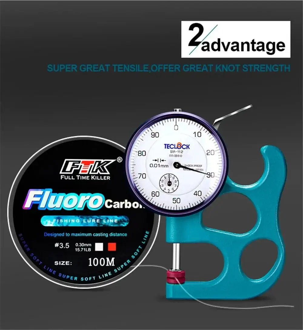 China China FTK 100m Fluorocarbon Fishing Line 4.13-34.32LB Fluorocarbon coating Japan Carbon Fiber Leader Carp Fishing Line Super Soft Line